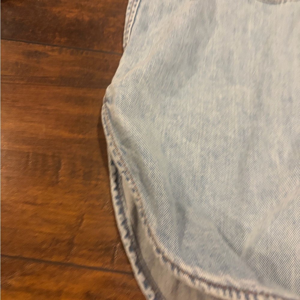 Oversized Light Wash Denim Button-Up Shirt Jacket NWT - Picture 6 of 8